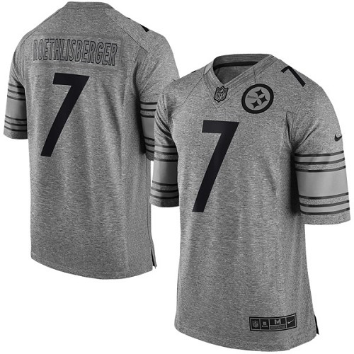 Men's Elite Ben Roethlisberger Nike Jersey Gray - #7 Gridiron NFL Pittsburgh Steelers